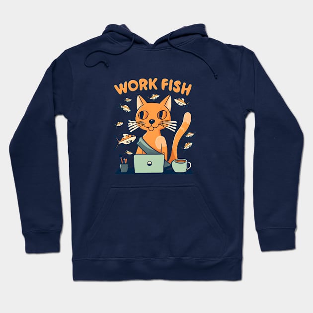 cat work for fish retro Hoodie by Aldrvnd